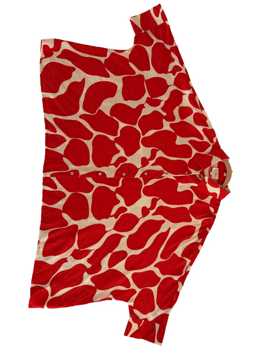 Umgee Red Abstract Print Oversized Button Front Blouse L NWOT - Picture 16 of 16